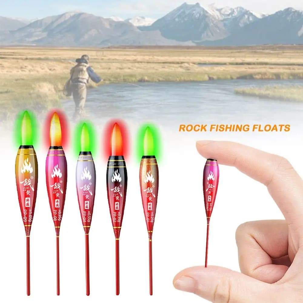 Flotteur indicateur électronique vert pour pêche rocheuse - tube coulissant avec système de détection de touche