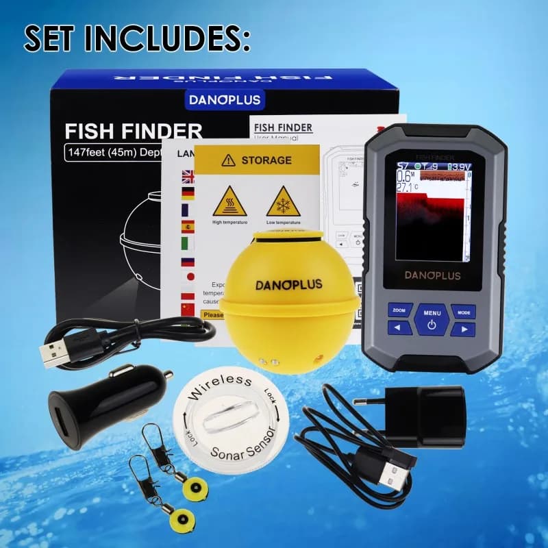 Détecteur poissons numérique sans fil 45m profondeur écran couleur LCD grand format lampe attractive capteur intégré