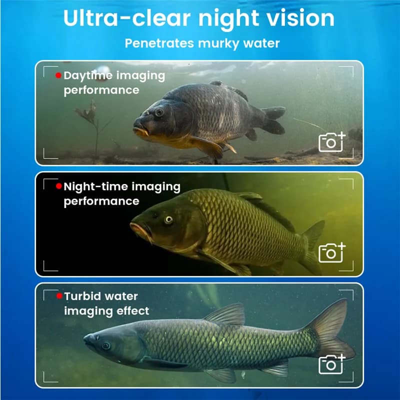 Détecteur poissons portable 1080P 4.3 pouces LCD vision nocturne 120° angle pêche sous-marine main