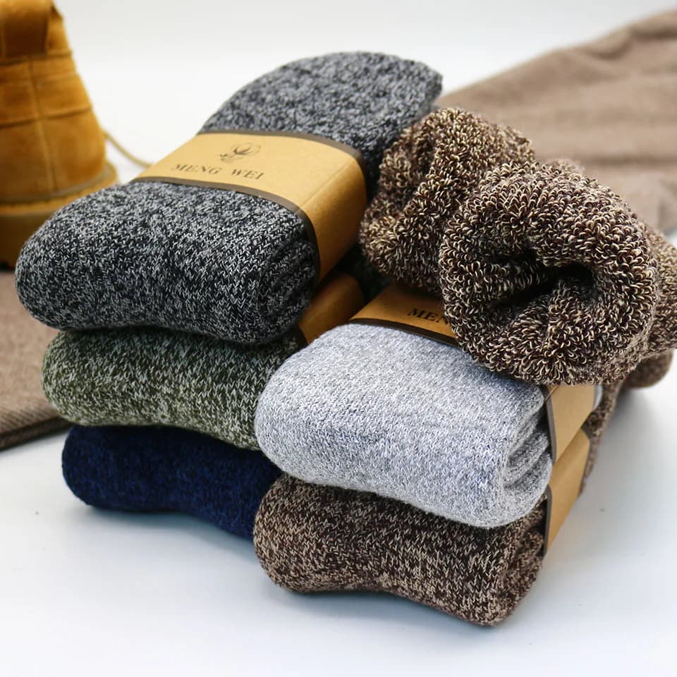 Chaussettes hiver homme laine mérinos extra épaisses - Confort chaud rétro pour pêche en eau froide