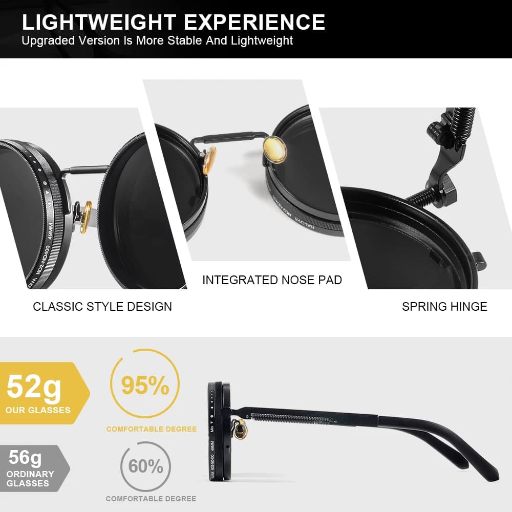Lunettes de pêche polarisées CRIXALIS ND9 réglables - Homme Femme Rétro Punk UV400 pour extérieur