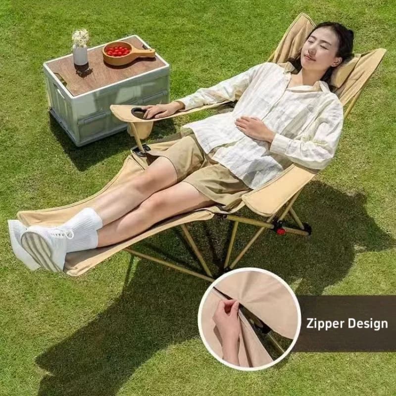 Chaise longue pliante réglable avec repose-pieds portable pour pêche camping plage détente
