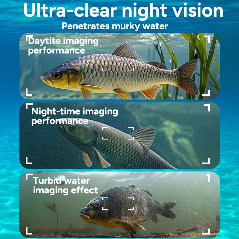 Caméra de pêche portative 4,3 pouces avec vision nocturne - Détecteur de profondeur main libre 1080P