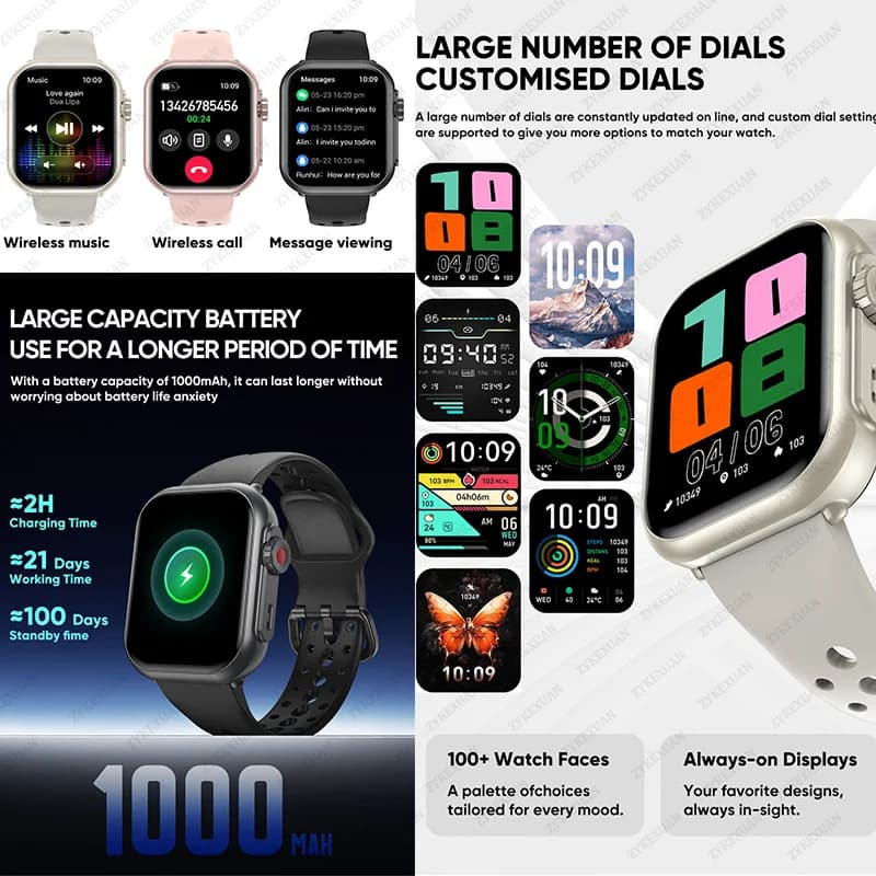 Montre connectée Watch Ultra K62 pour hommes et femmes avec GPS, étanche 100m et écran AMOLED