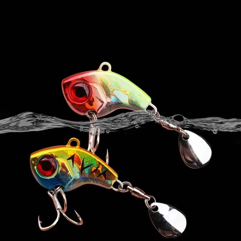 Kit 5 leurres métalliques BRAVMACK wobble rotatif avec paillettes - appâts durs pour pêche en mer