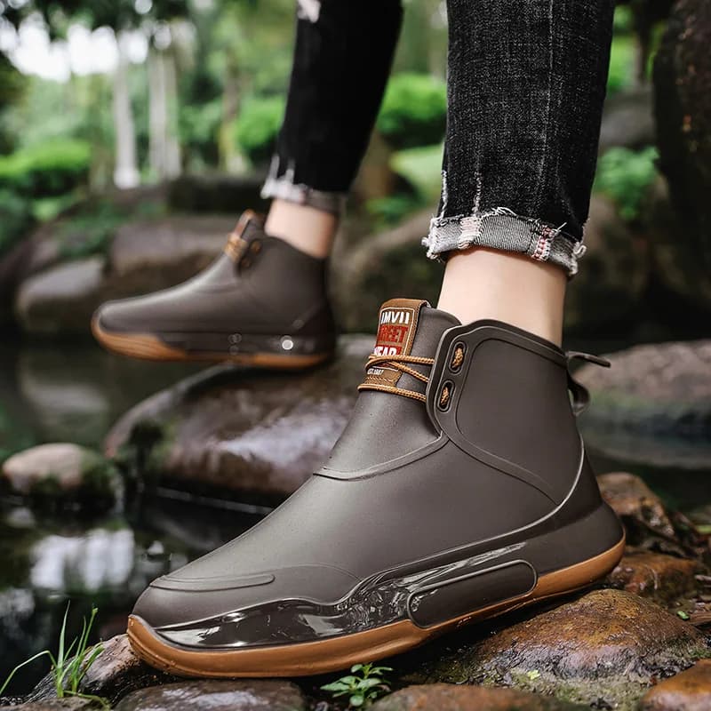 Bottes caoutchouc cheville homme femme pluie imperméables pêche travail jardin cuisine mode anti-dérapage