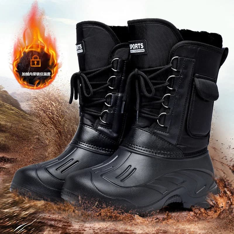 Bottes d'hiver épaisses avec doublure polaire pour pêche, chasse et randonnée par temps froid