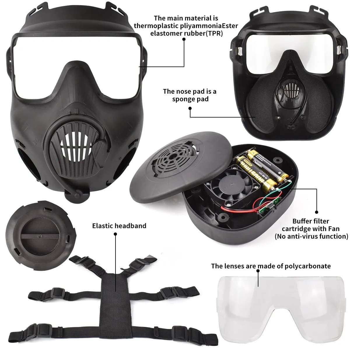 Masque tactique protection intégrale pour pêche - Équipement sécurité jeux extérieurs et festivals