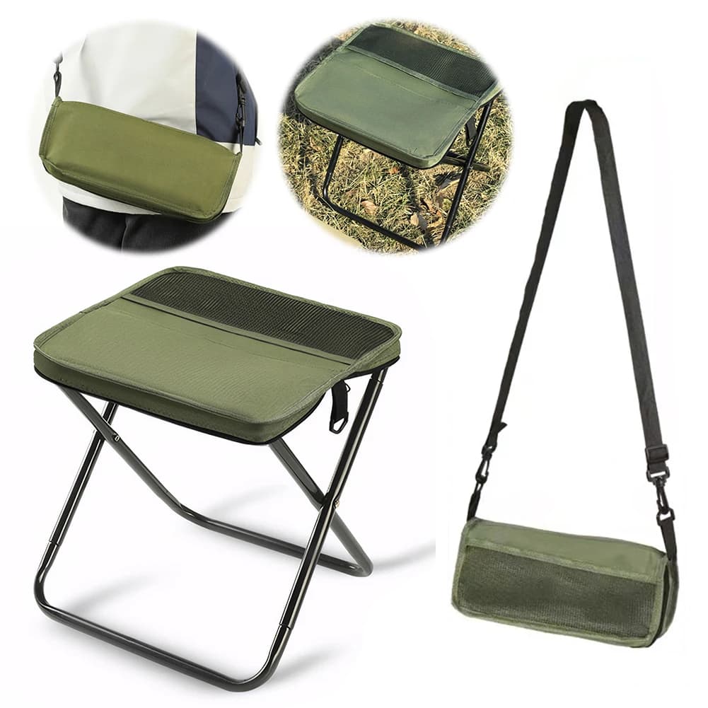 Tabouret sac à dos pliant pêche - Siège randonnée léger avec filet rangement pour aventures pêche