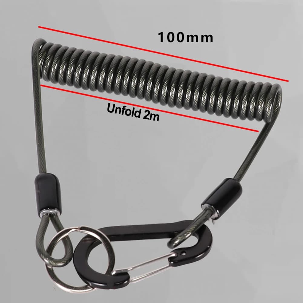 Lanyard anti-perte canne à pêche avec ressort spiralé et mousqueton pour émerillons et leurres