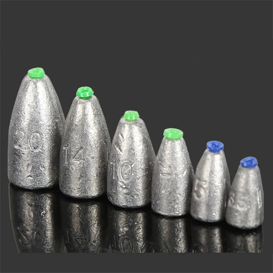 Plombs de pêche 10 pièces 2g à 20g - Sinkers bullet pour tous types de pêche - Accessoires pêche