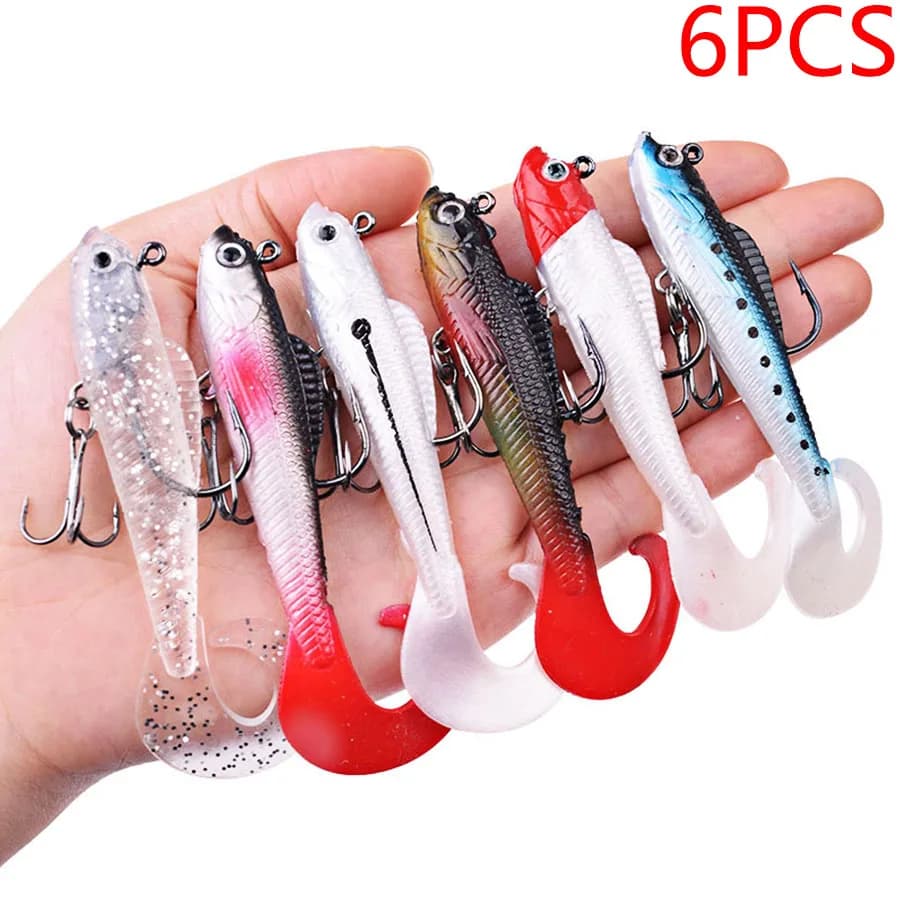 Leurre souple silicone 6 pièces pour bar brochet carpe pêche leurres appâts artificiels wobblers