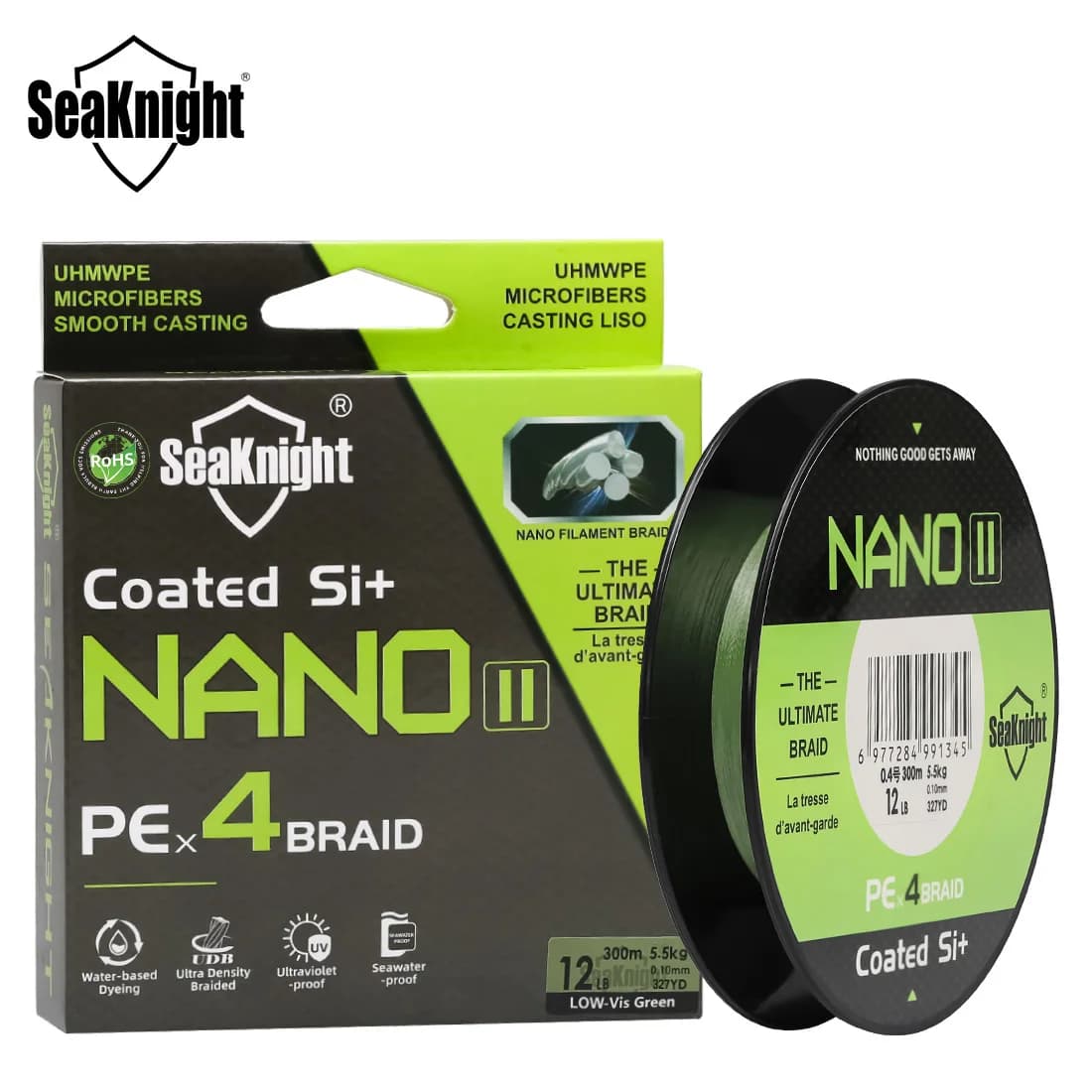 Ligne de pêche SeaKnight NANOII 4 brins PE anti-UV et eau salée - Diamètre ultrafine haute performance
