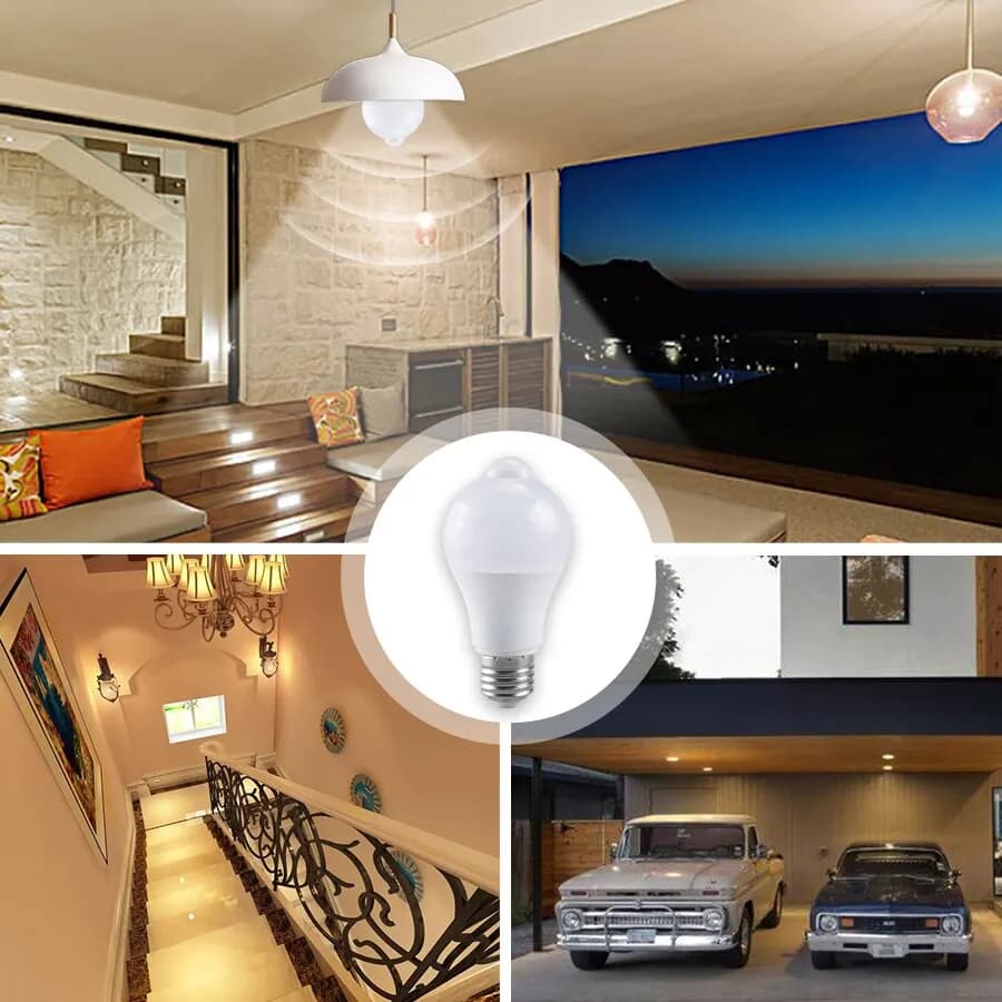 Ampoule LED E27 B22 détecteur de mouvement PIR 12W à 20W pour extérieur, éclairage automatique porche jardin