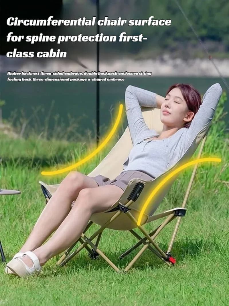 Chaise lune extérieur dossier haut ultra-légère pliante - Siège détente plage camping équipement