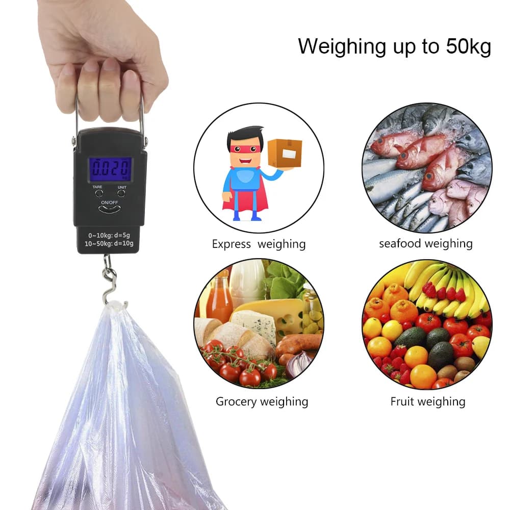 Balance digitale suspendue 50Kg/110lb portable pour pêche voyage et maison
