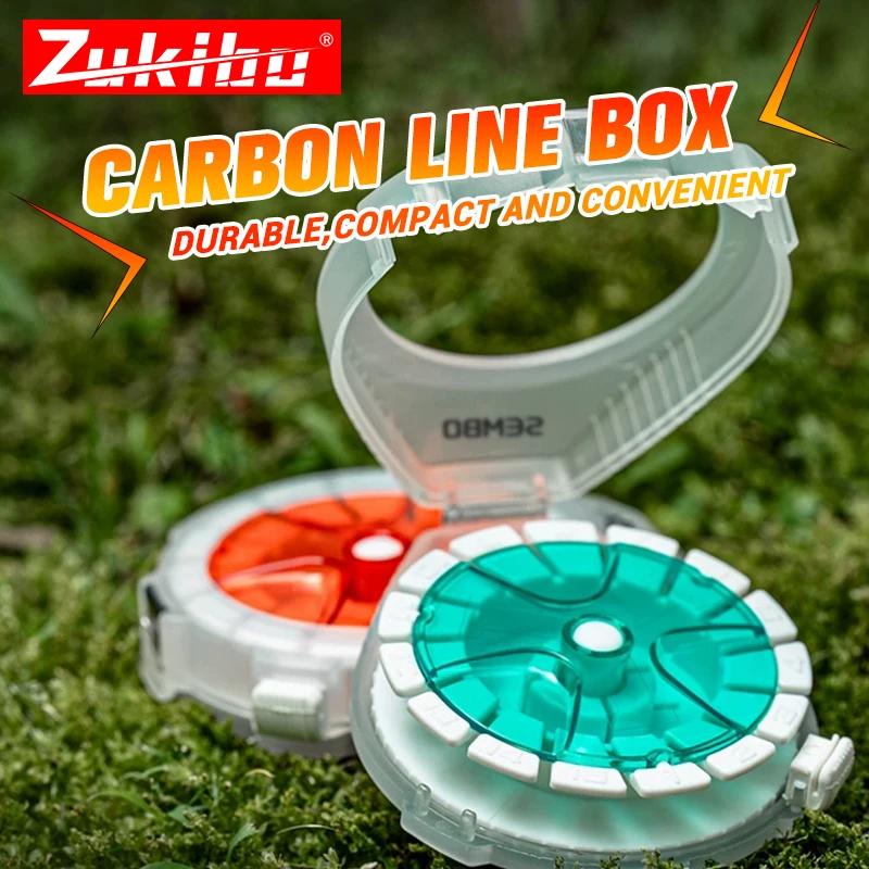 Boîte rangement fil pêche ZUKIBO carbone : plateau enrouleur anti-retour pour accessoires et outils de pêche