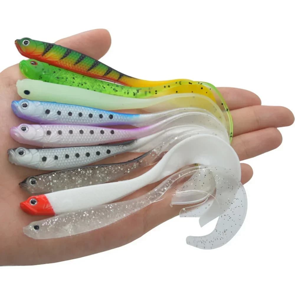 Leurre Souple Silicone Shad 125mm 5.5g avec Queue en T pour la Pêche du Brochet et