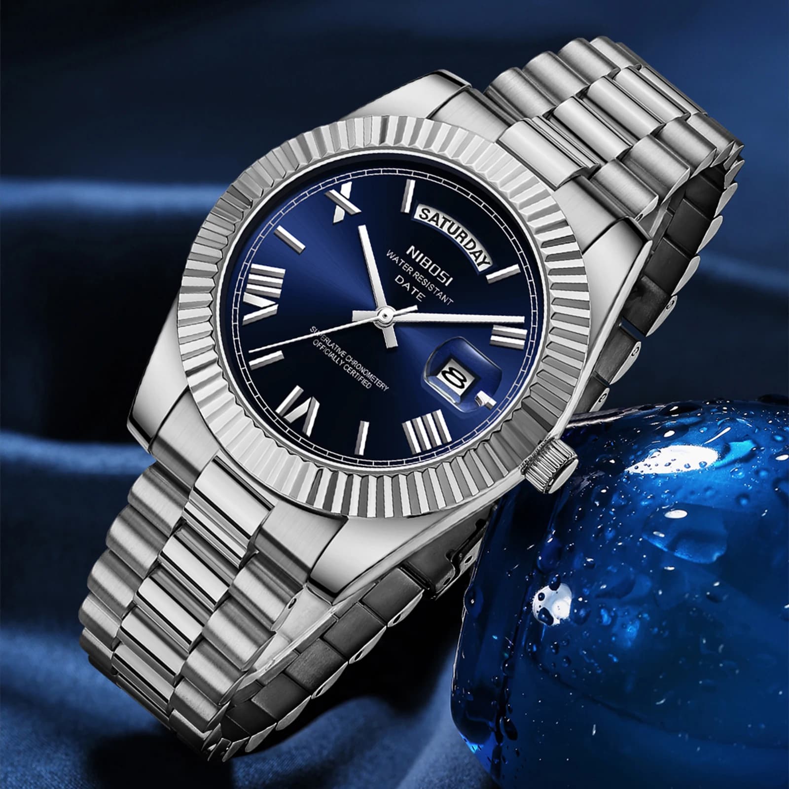 Montre homme NIBOSI luxe quartz Miyota - Étanche élégante pour pêcheurs stylés journée date