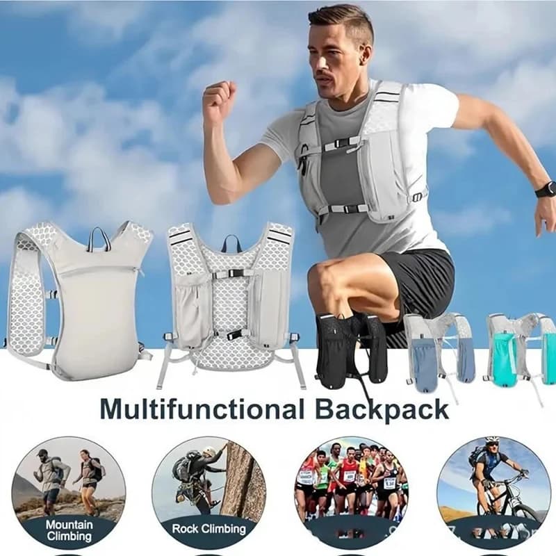 Veste de course légère hydratation avec poche à eau et rangement téléphone réfléchissante pour la pêche