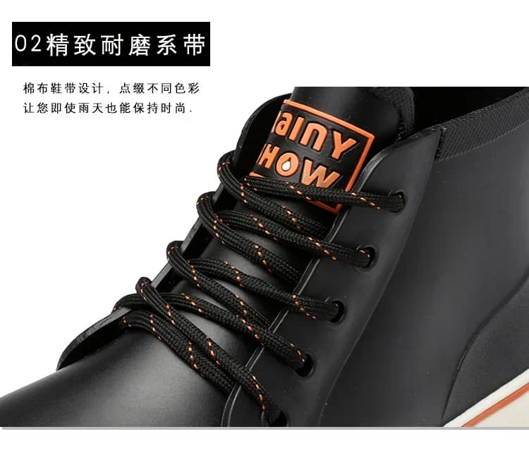 Bottes pluie homme lacets plateforme antidérapantes imperméables travail mode extérieur couple cheville