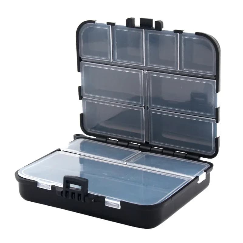 Boîte de rangement pêche double face pour accessoires, hameçons et appâts carpe