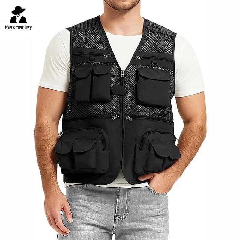 Veste cargo pêche chasse 16 poches 6XL imperméable séchage rapide randonnée escalade