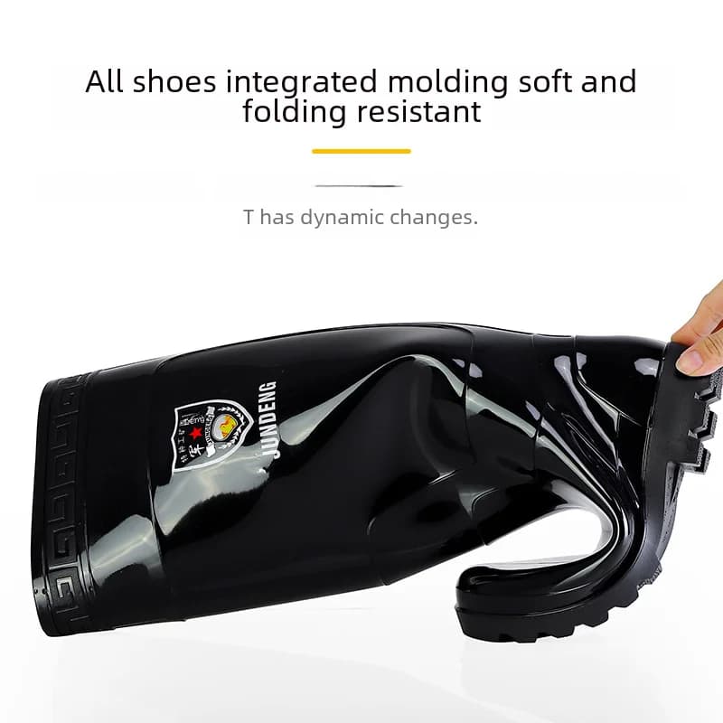 Bottes de pêche PVC homme 45cm hautes sécurité construction tube étendu talon bas forme carrée