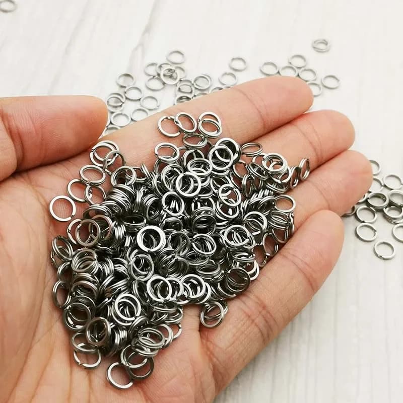 50 anneaux doubles en acier inoxydable pour pêche à la carpe, connecteur rapide avec clip et