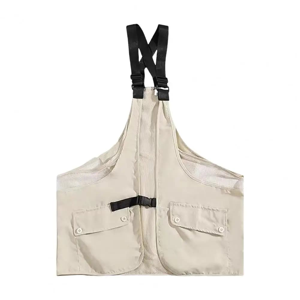 Gilet pêche multi-poches réglable homme et femme, veste sport streetwear avec ceinture porte-accessoires