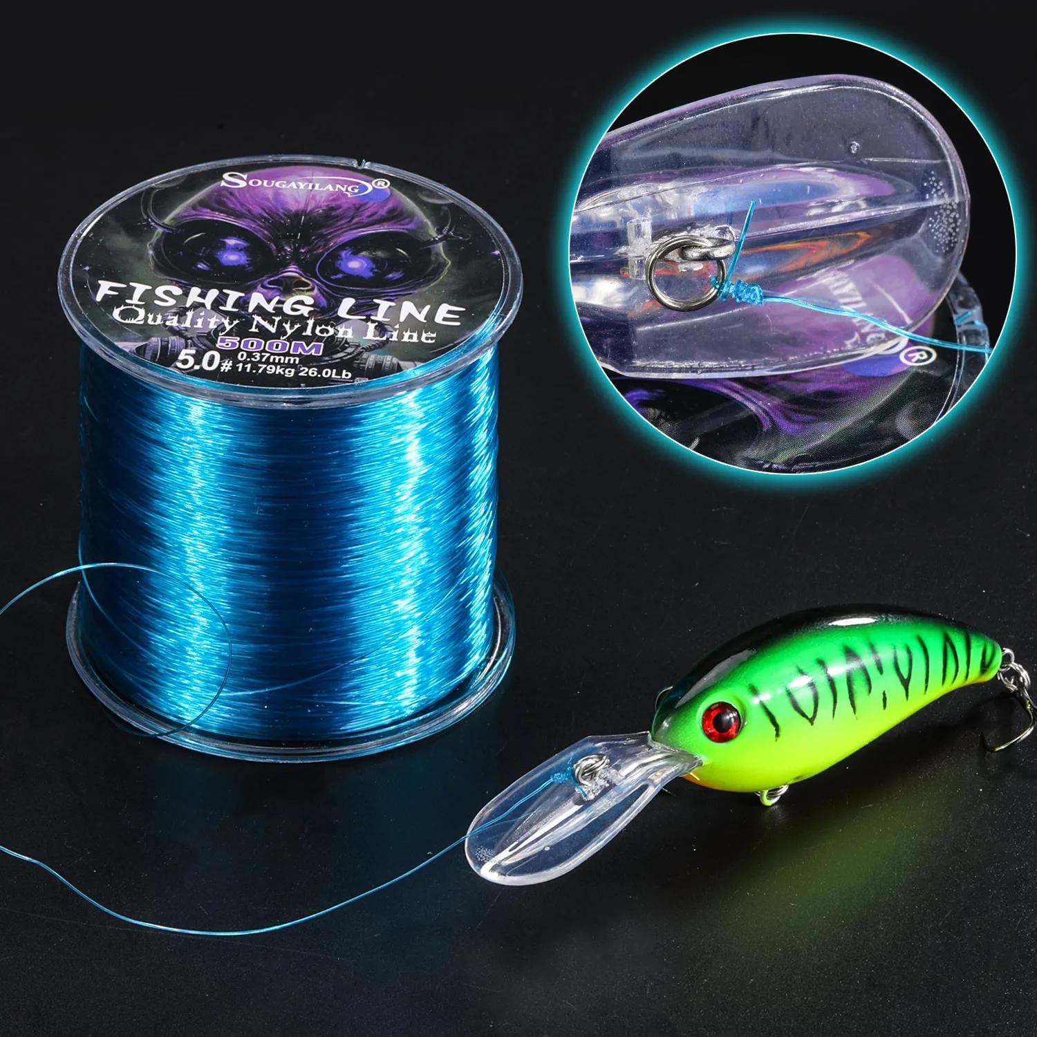 Ligne nylon Sougayilang monofilament 500M 0.14-0.50mm pêche eau douce matériau supérieur