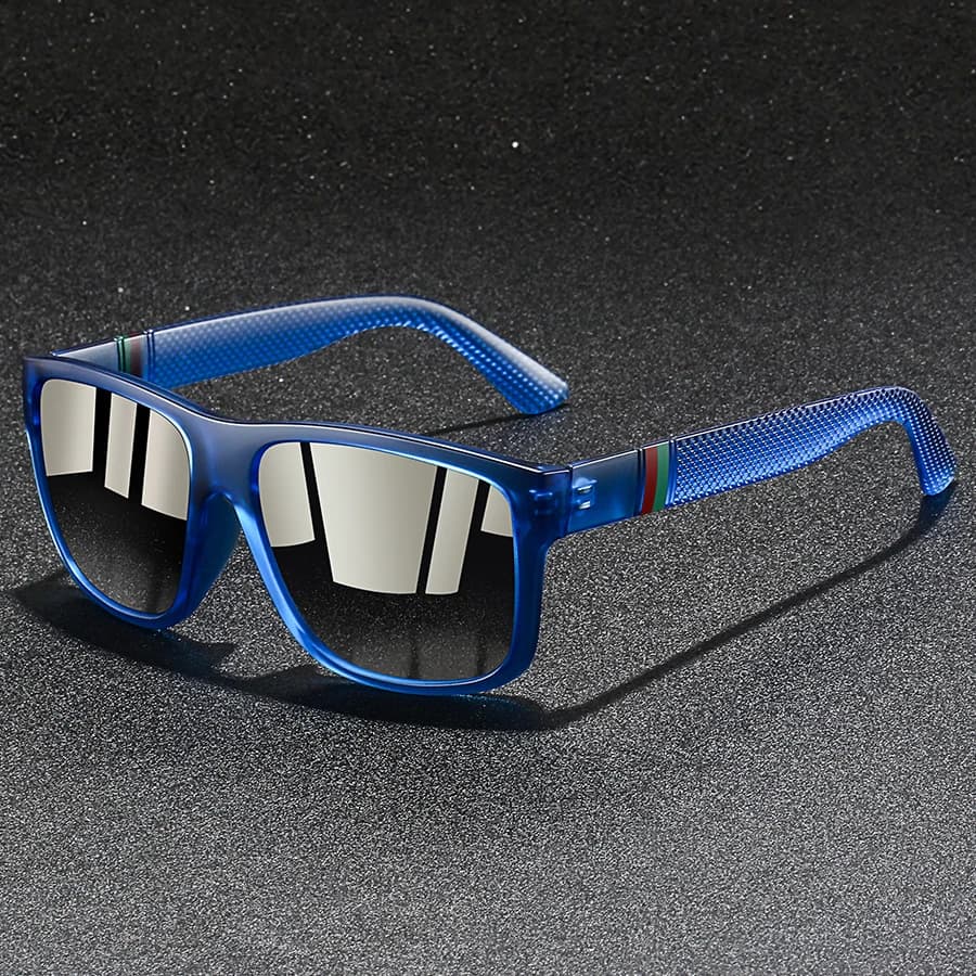 Lunettes de soleil carrées vintage motif écossais pêche conduite - Monture luxe UV400 unisexe marque designer