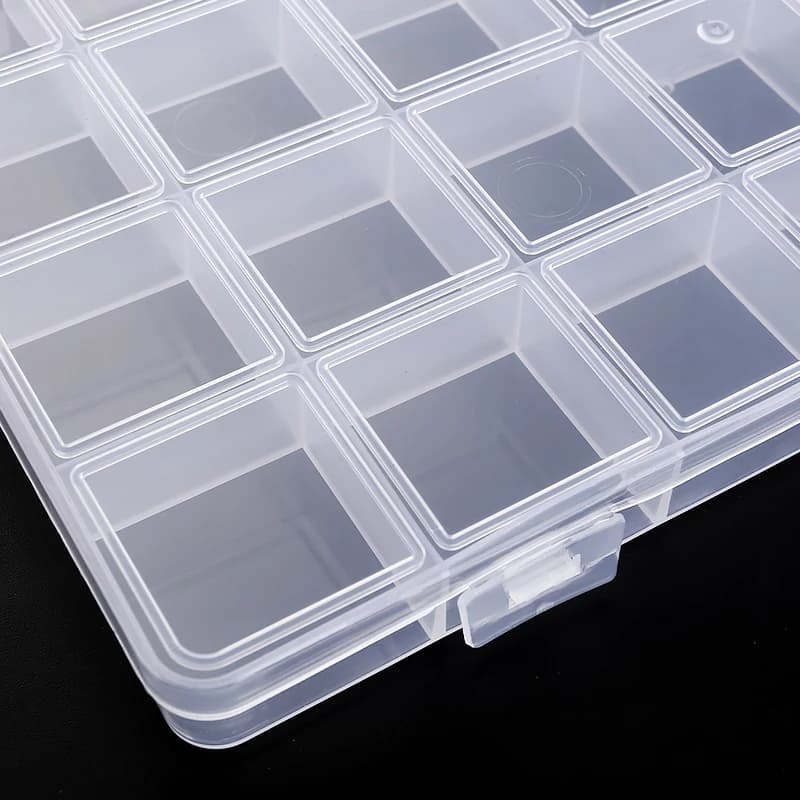 Boîte rangement bijoux plastique transparent organisateur boucles d'oreilles perles France