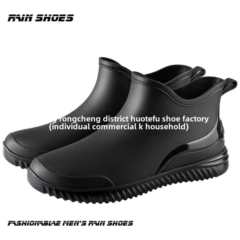 Bottes cheville homme doublées polaire pour pêche et cuisine - Imperméables en PVC avec talon plat
