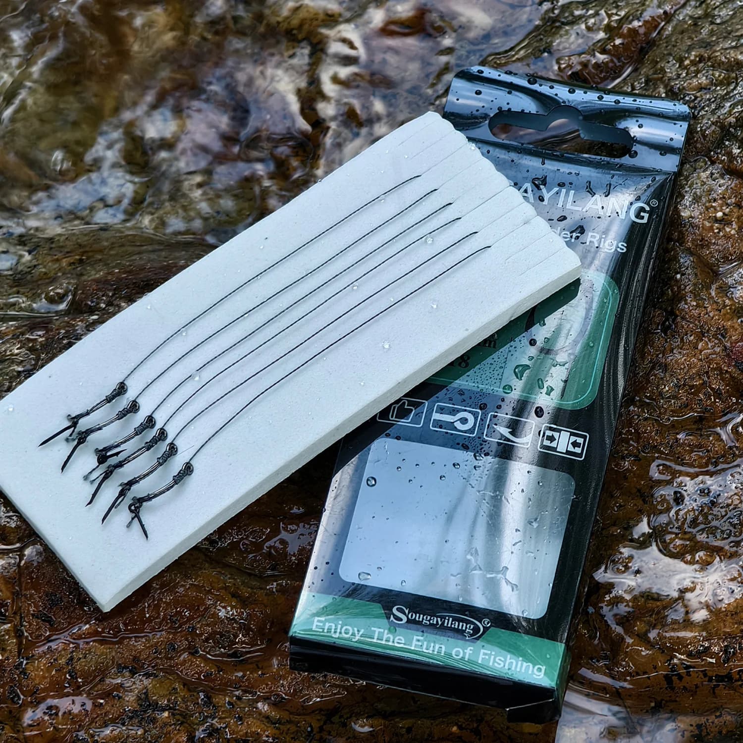 Set de 6 hameçons carpe européens Sougayilang, pointe ultra-affûtée multi-rebouchages pour pêche spécifique