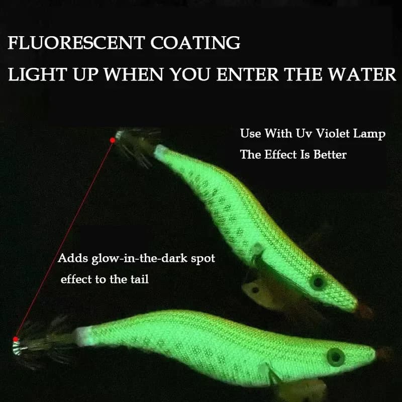 Hameçons lumineux pour pêche au calmar - 10 pièces leurres phosphorescents appâts seiche