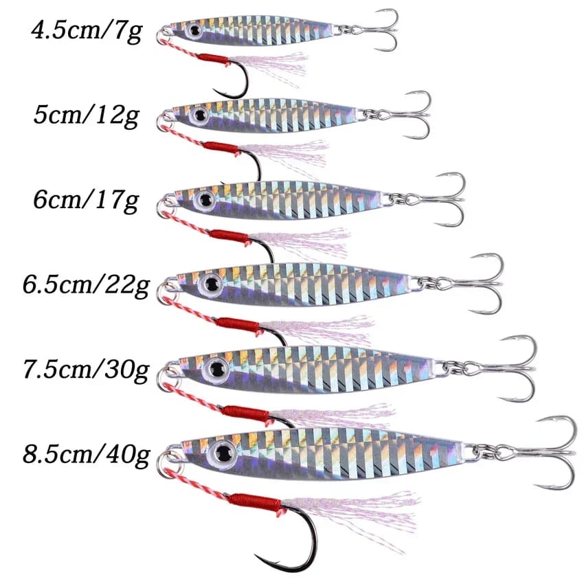 12 leurres métalliques pencil bait 7-40g pour surfcasting bar - Appâts coulants mer