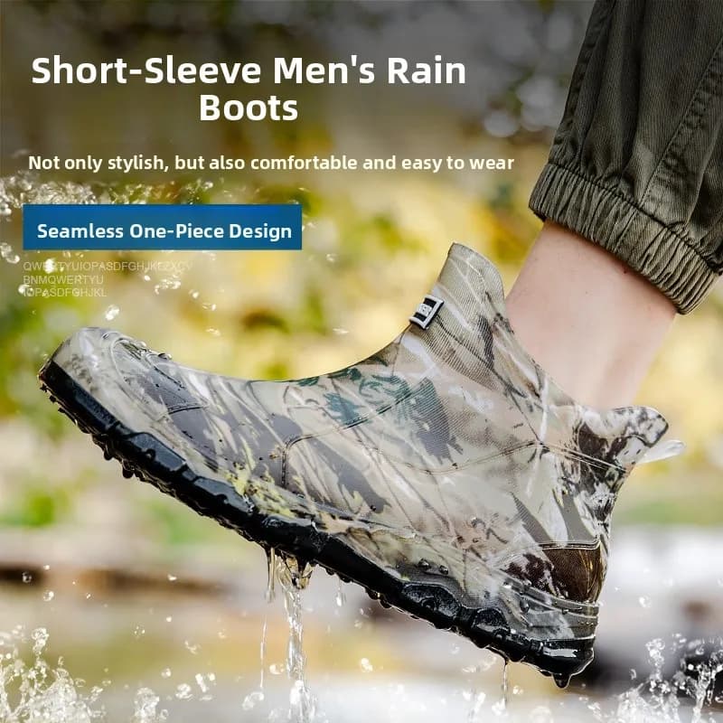 Bottes de pêche camouflage homme courtes imperméables vert militaire chaussures eau 36-48