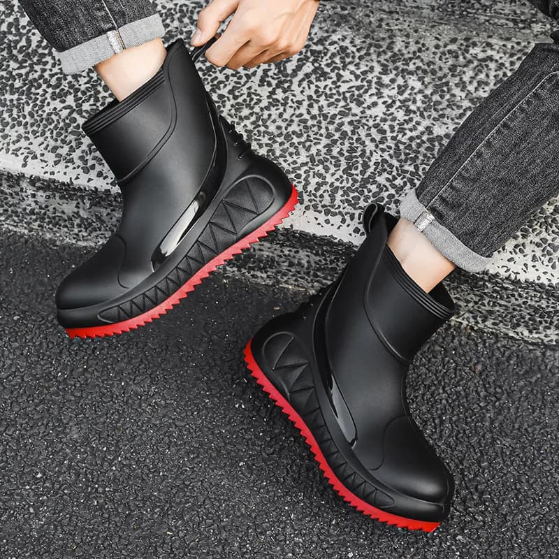 Bottes de pluie courtes homme mode pêche anti-dérapantes semelle épaisse résistantes extérieur lavage auto