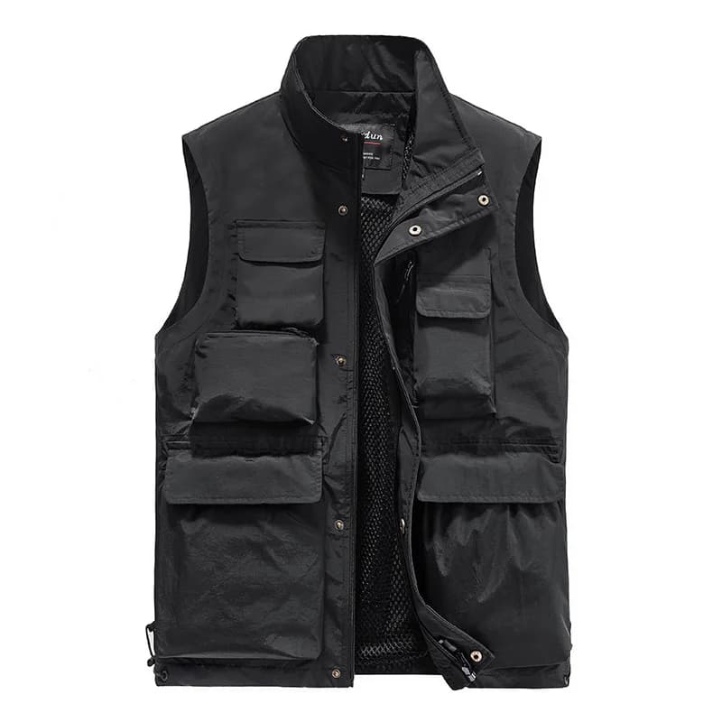 Veste de pêche homme multi-poches pour équipement extérieur, reportage et photographie