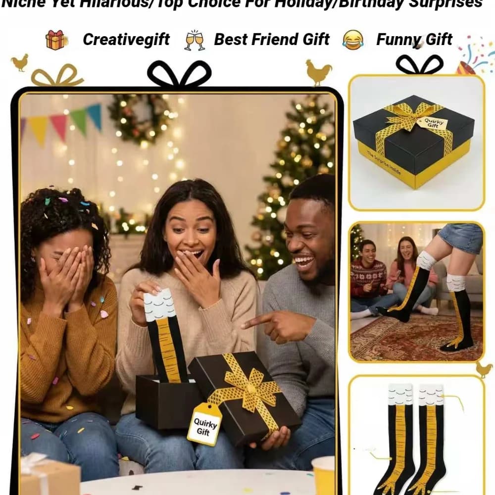 Chaussettes hautes 3D poulet drôles pour pêcheurs - Cosplay cartoon cuisse fine souple