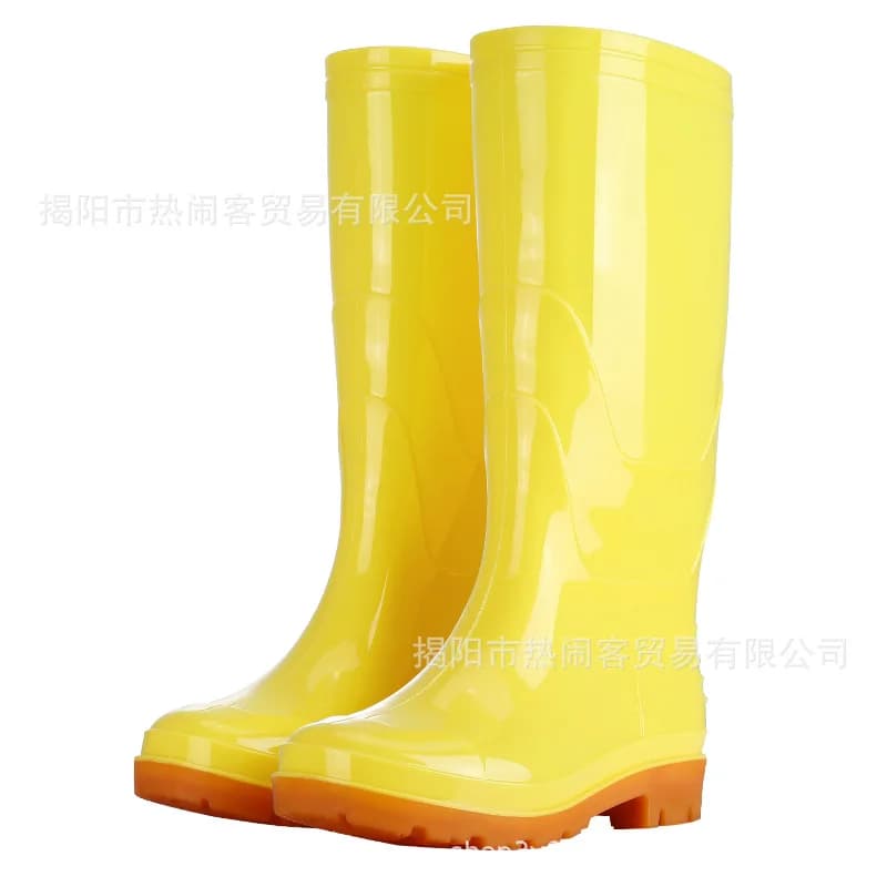 Bottes pluie homme jaunes hautes tube étanches PVC industrie alimentaire pêche professionnelle