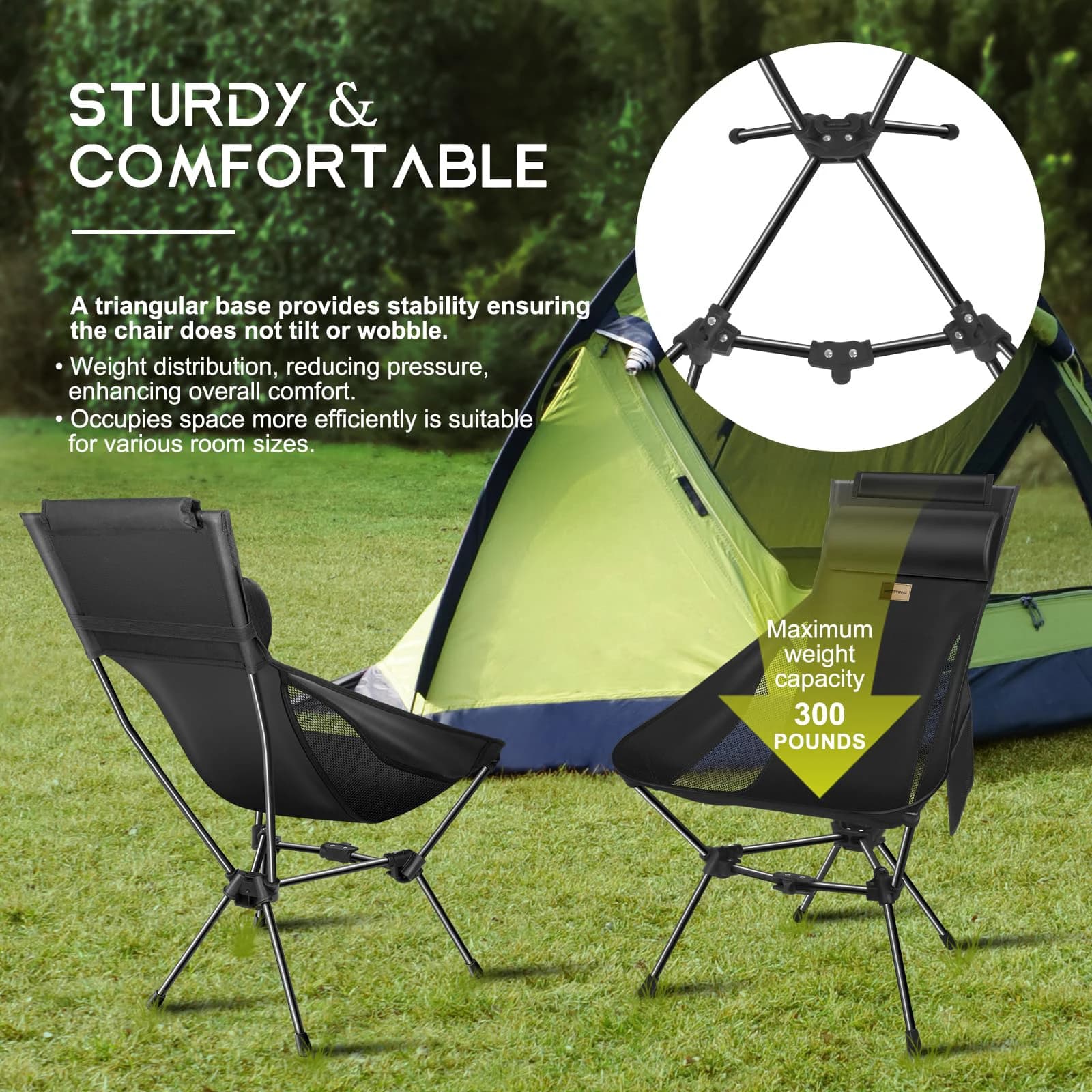 Chaise lune camping pliante WESTTUNE avec appui-tête pour pêche relaxante - Ultralégère