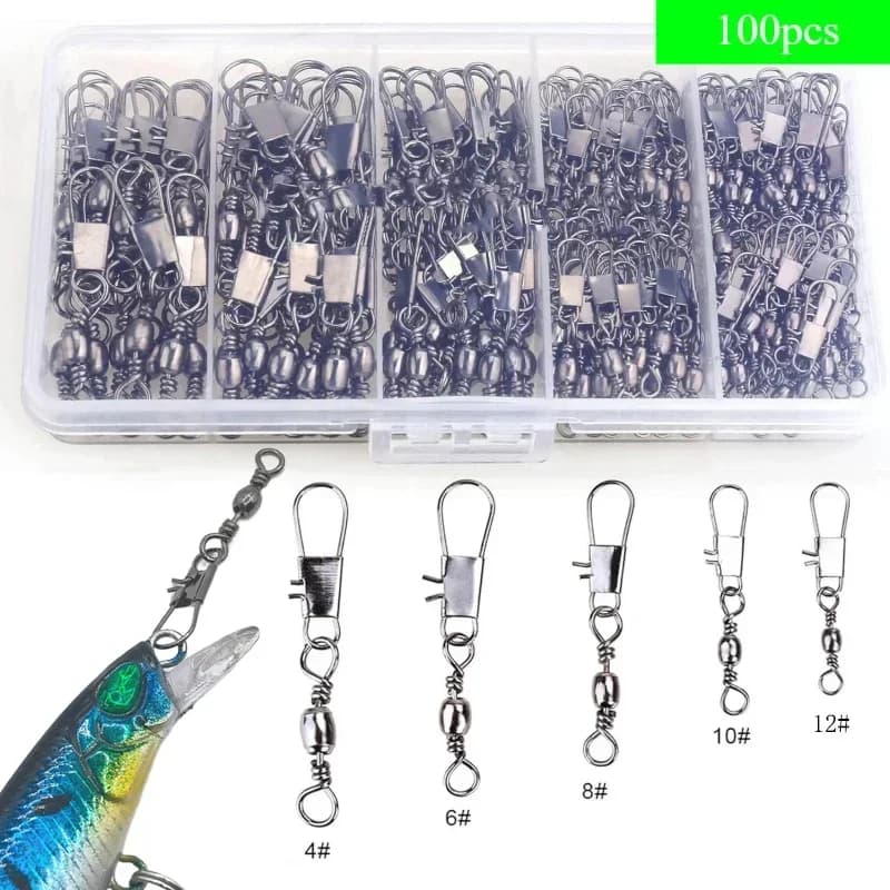 100 pièces de connecteurs et accessoires de pêche pour montages et assemblages