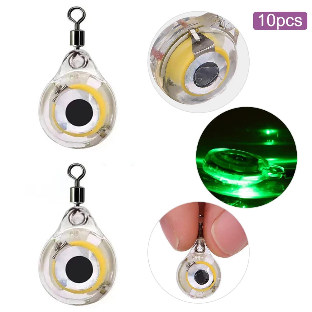 10 lampes LED sous-marines pour attirer calamar et poisson, leurre lumineux forme d'oeil pour pêche en profondeur