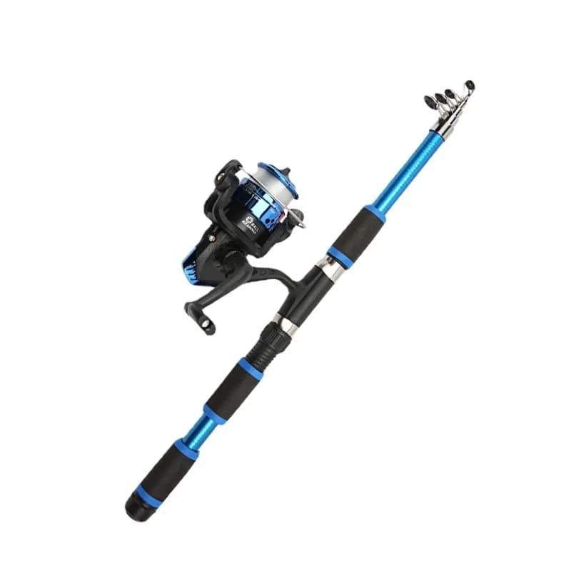 Kit pêche télescopique complet canne moulinet leurres - Équipement nomade tout-en-un pratique