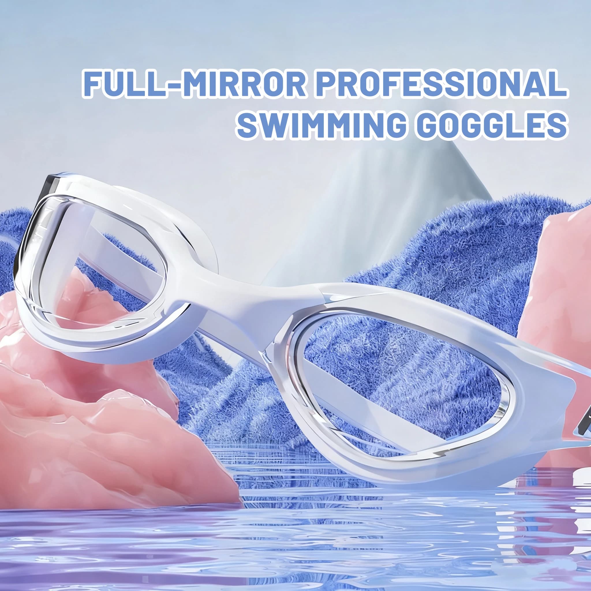 Lunettes de natation professionnelles adulte avec pince-nez bouchons d'oreilles et bonnet - HD étanches