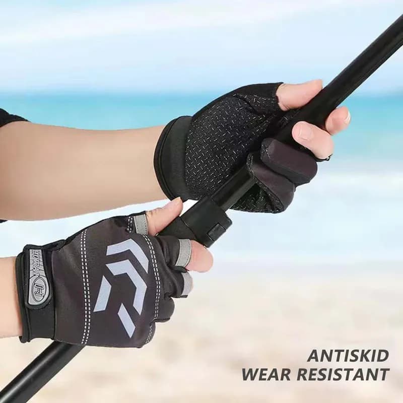 Gants de pêche 3 doigts coupés anti-dérapants respirants protection solaire activités extérieures