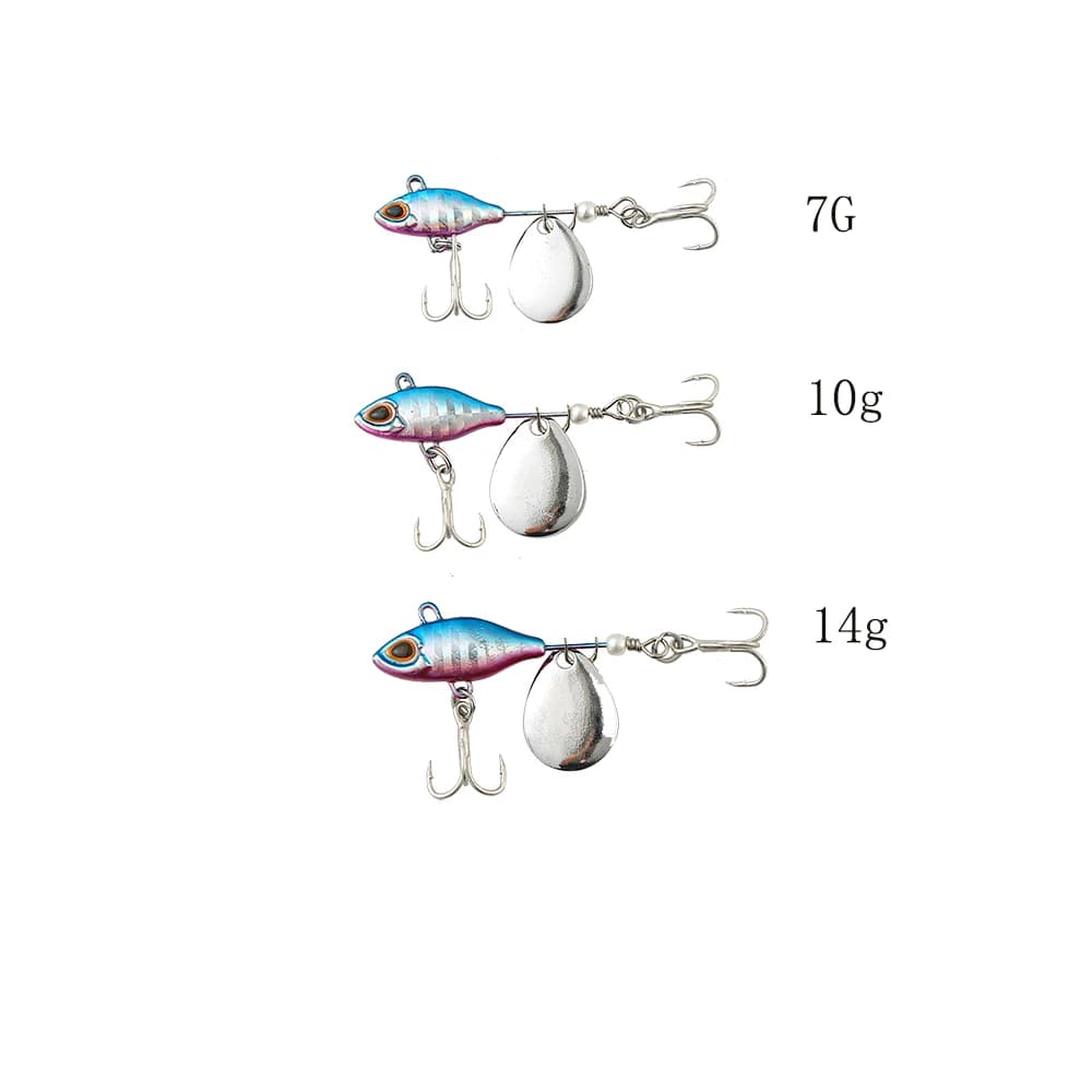 Leurre vibrant rotatif Long Shot 7g 10g 14g avec queue spinner pour pêche aux leurres durs