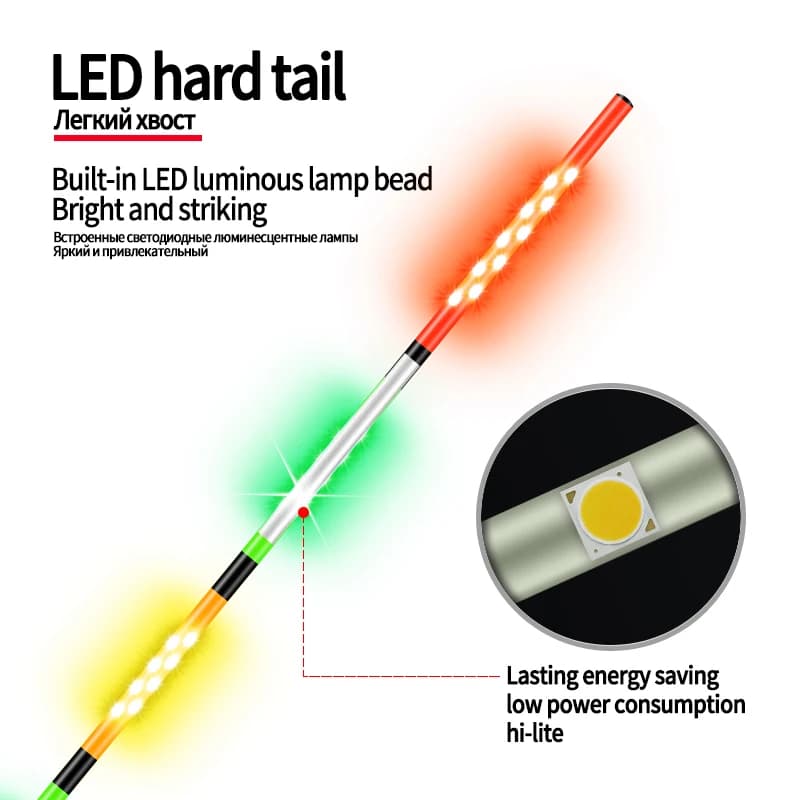 Kit pêche complet : LED CR316/CR322 + tube + hameçons + support flotteur lumineux